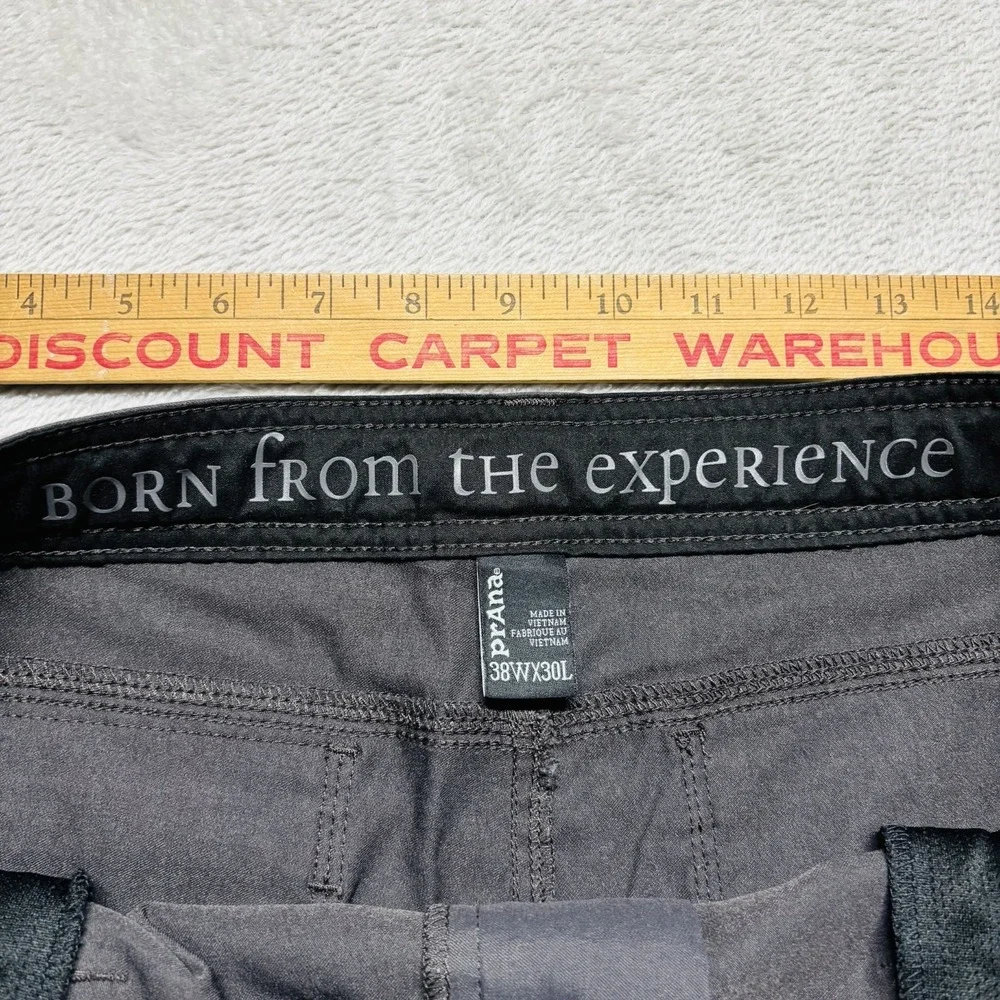 Prana Zion Pants Men's 38x30 Stretch Relaxed Fit Belted Cargo Grey‎ Straight Fit